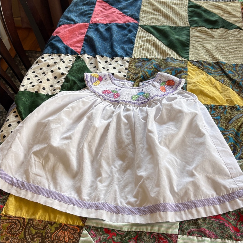 Vintage Smocked Ladybug Dress